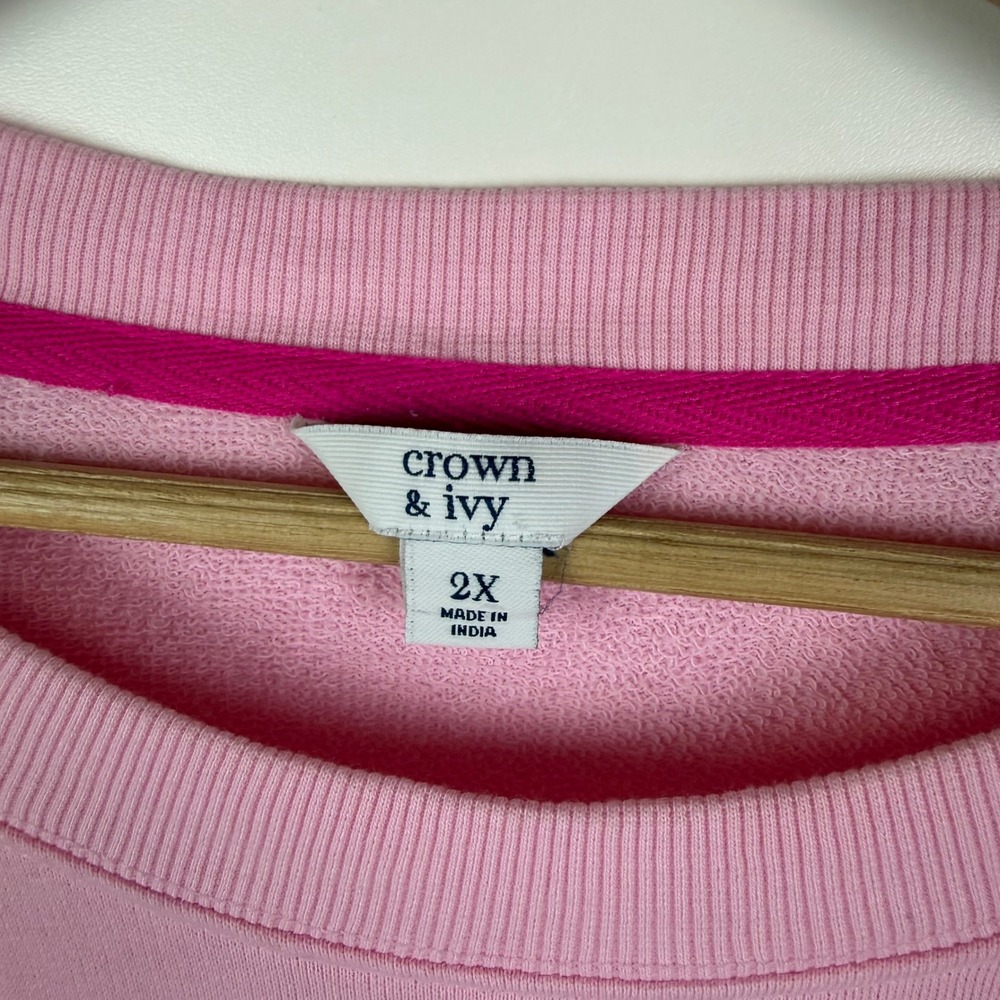 Crown & Ivy Pink Hope Fight Cure Embroidered Sweatshirt Sz 2X Comfy Cozy Graphic - Picture 5 of 8